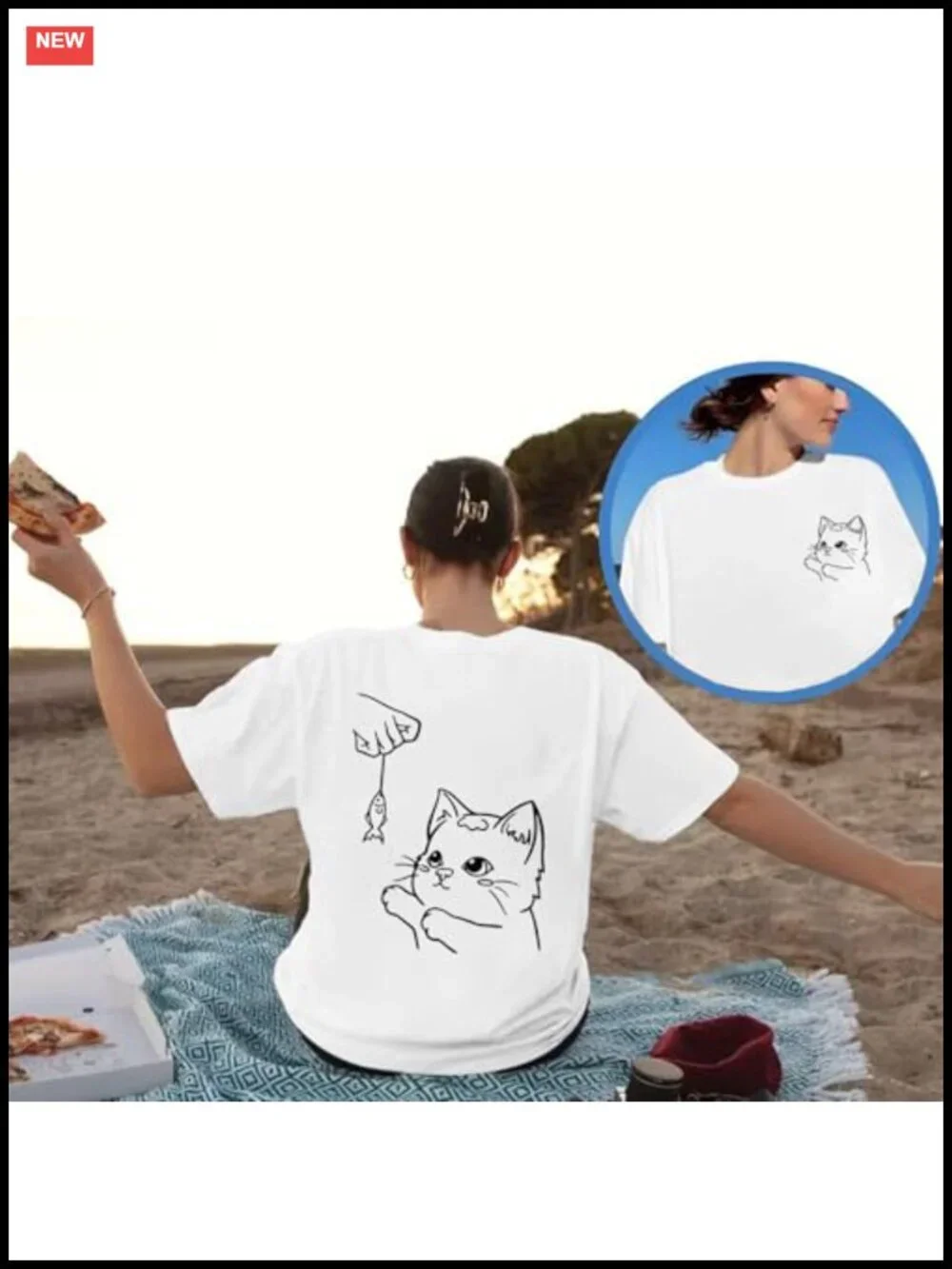 Oversized Kawaii Cat Graphic Tee Women Crew Neck Casual Summer Top Cotton Blend